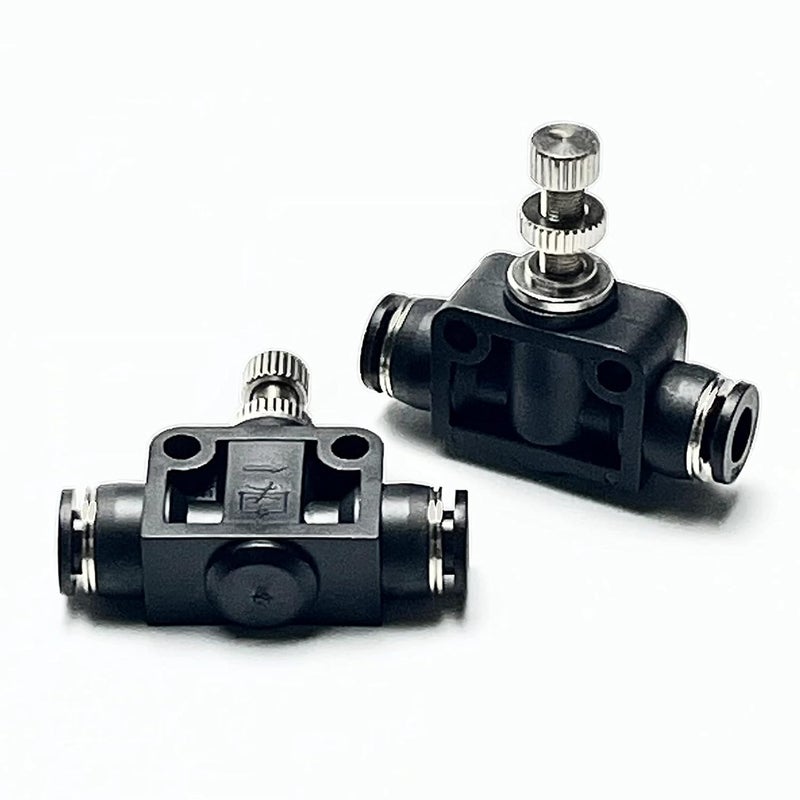 VETLEY Pneumatic SCF Series 3/8 Inch Tube OD Air Flow Control Valve,Union Pneumatic Speed Control Flow Controller SCF-3/8(Pack of 2) Black - Image 1